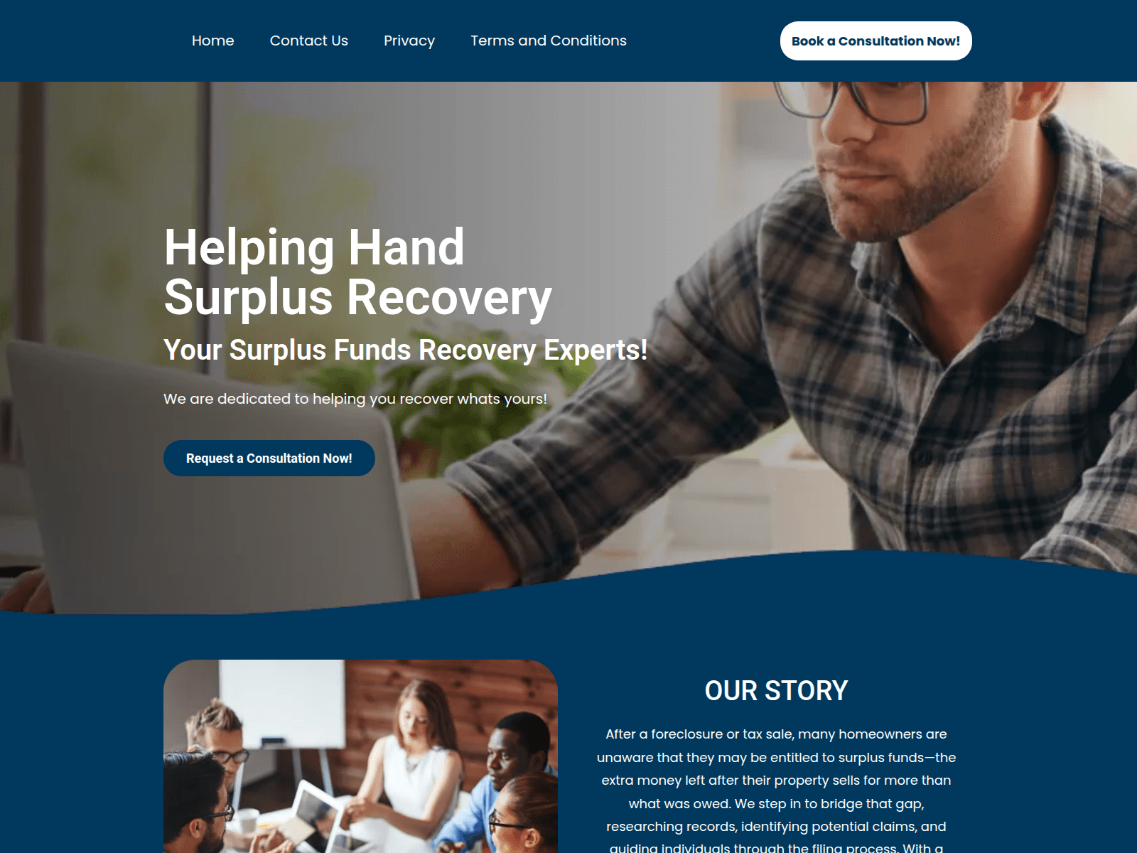 Screenshot of helpinghandsurplusrecovery.com