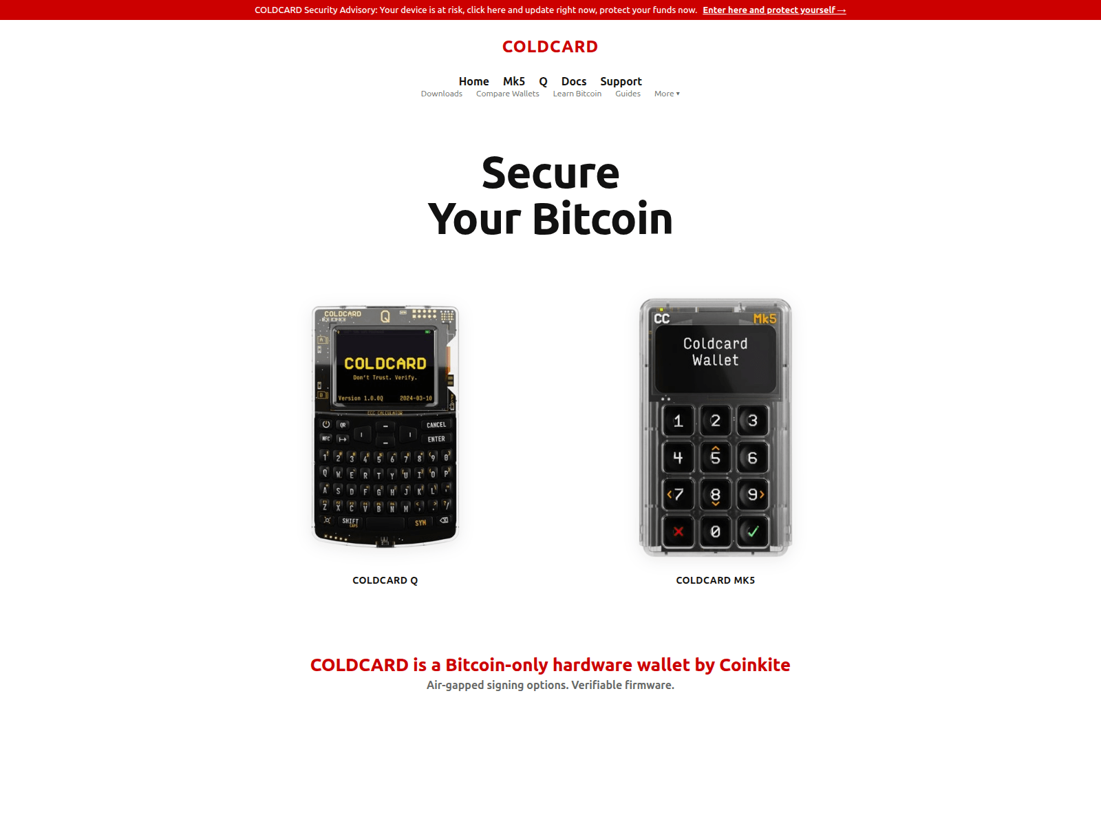 Screenshot of coldcard.online