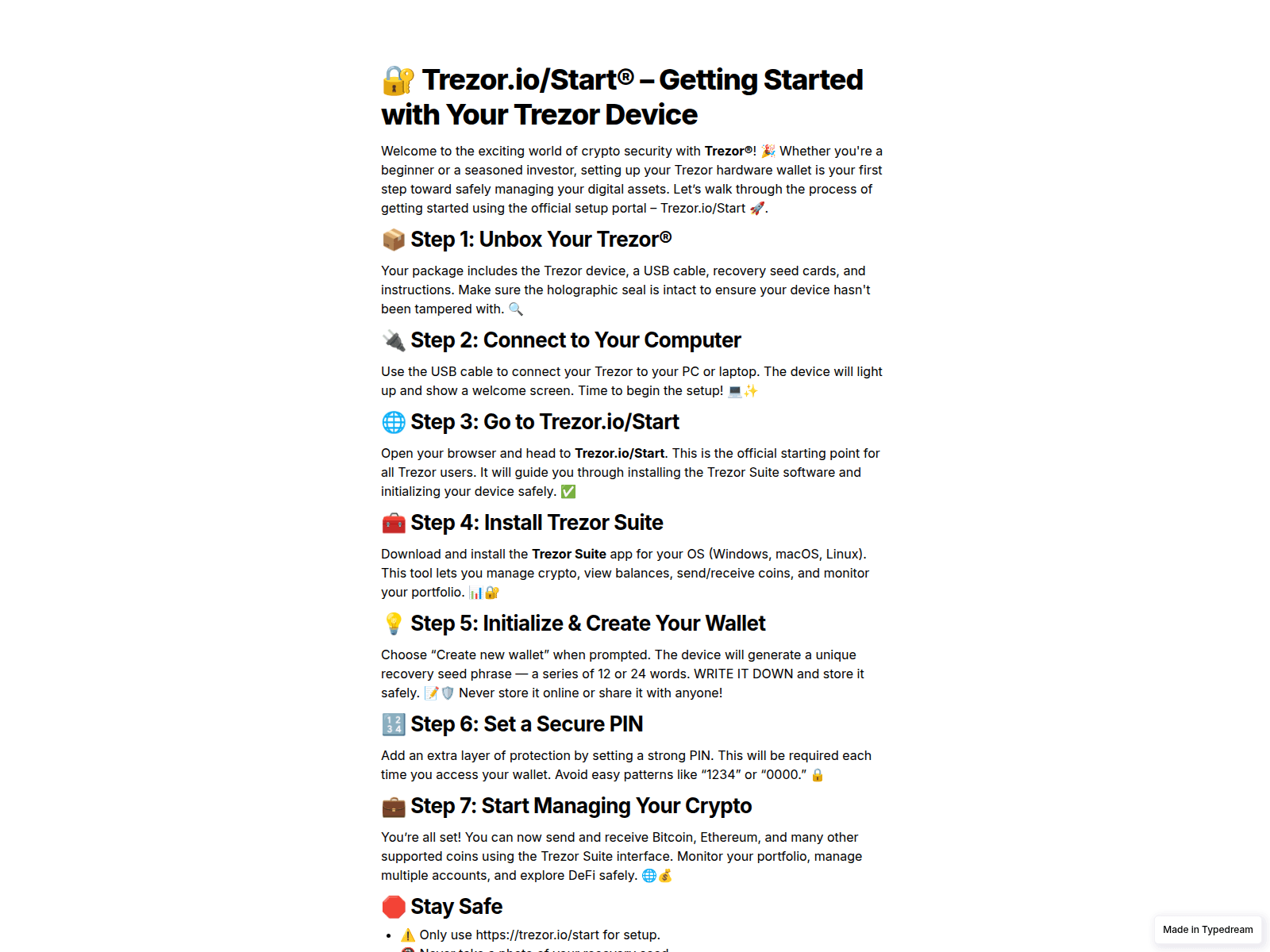 Screenshot of help-trezorr-io-start--sso-docs.typedream.app