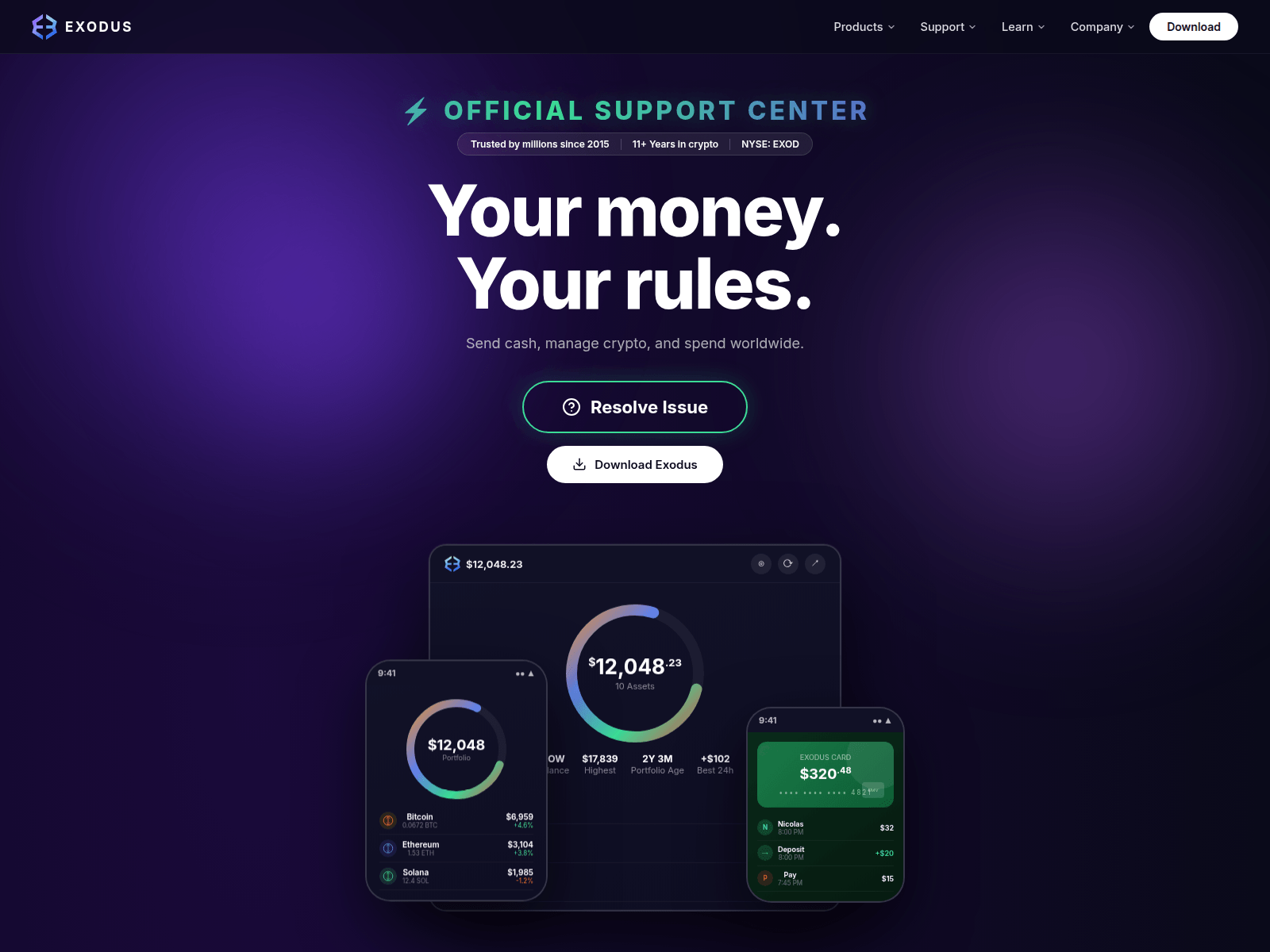 Screenshot of exoduswallet-support.netlify.app