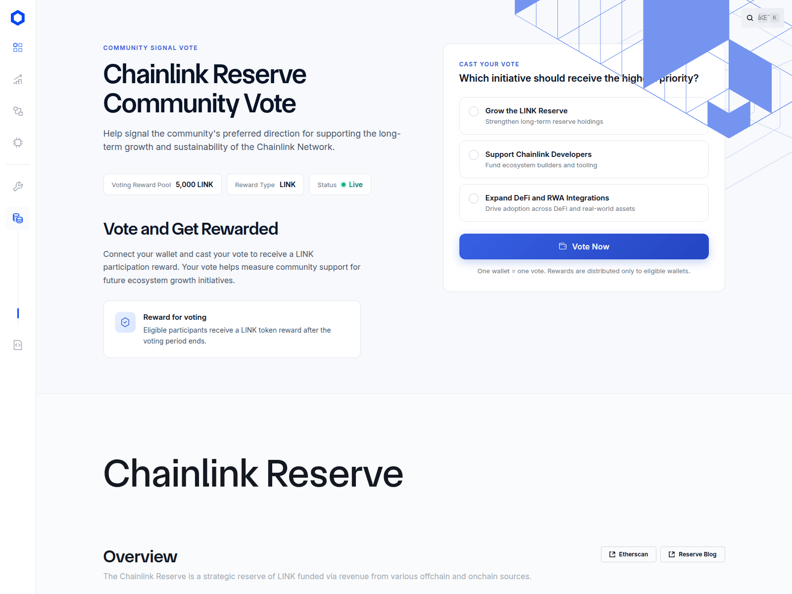 Screenshot of reservedao-chainlink.com