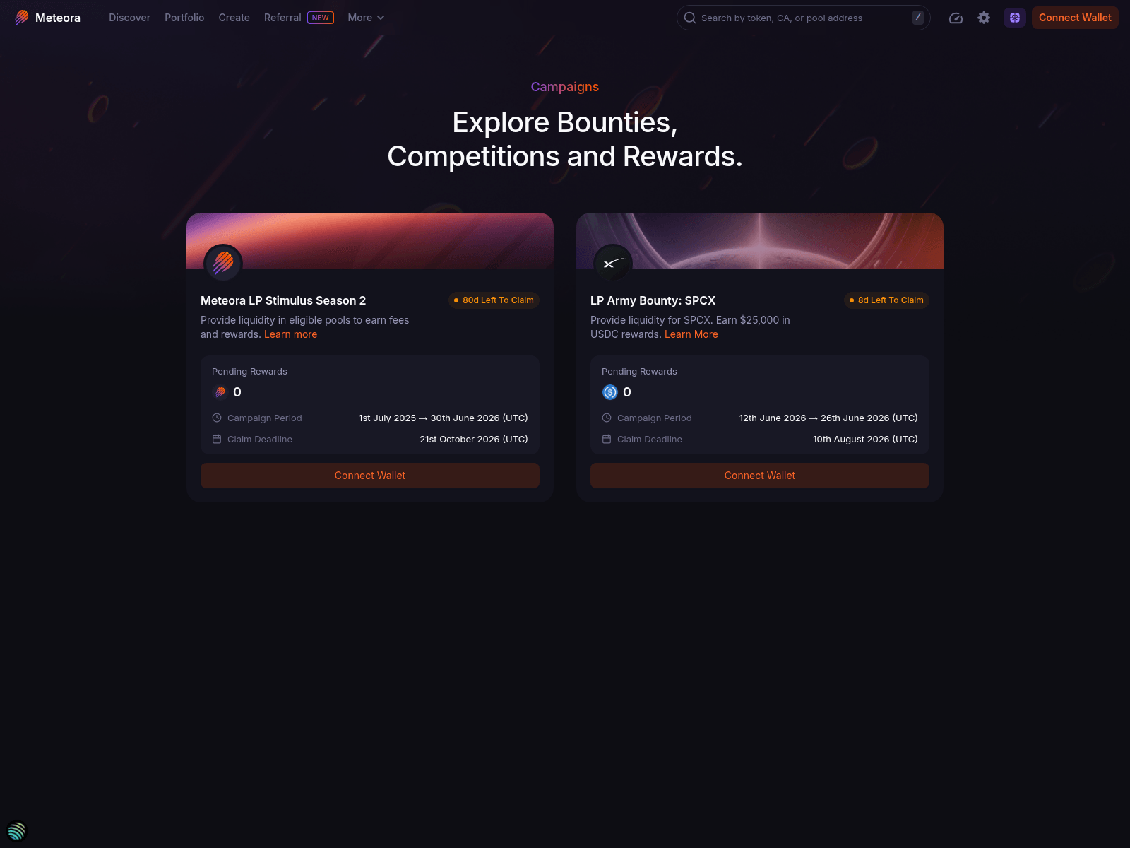 Screenshot of meteora-updates.com