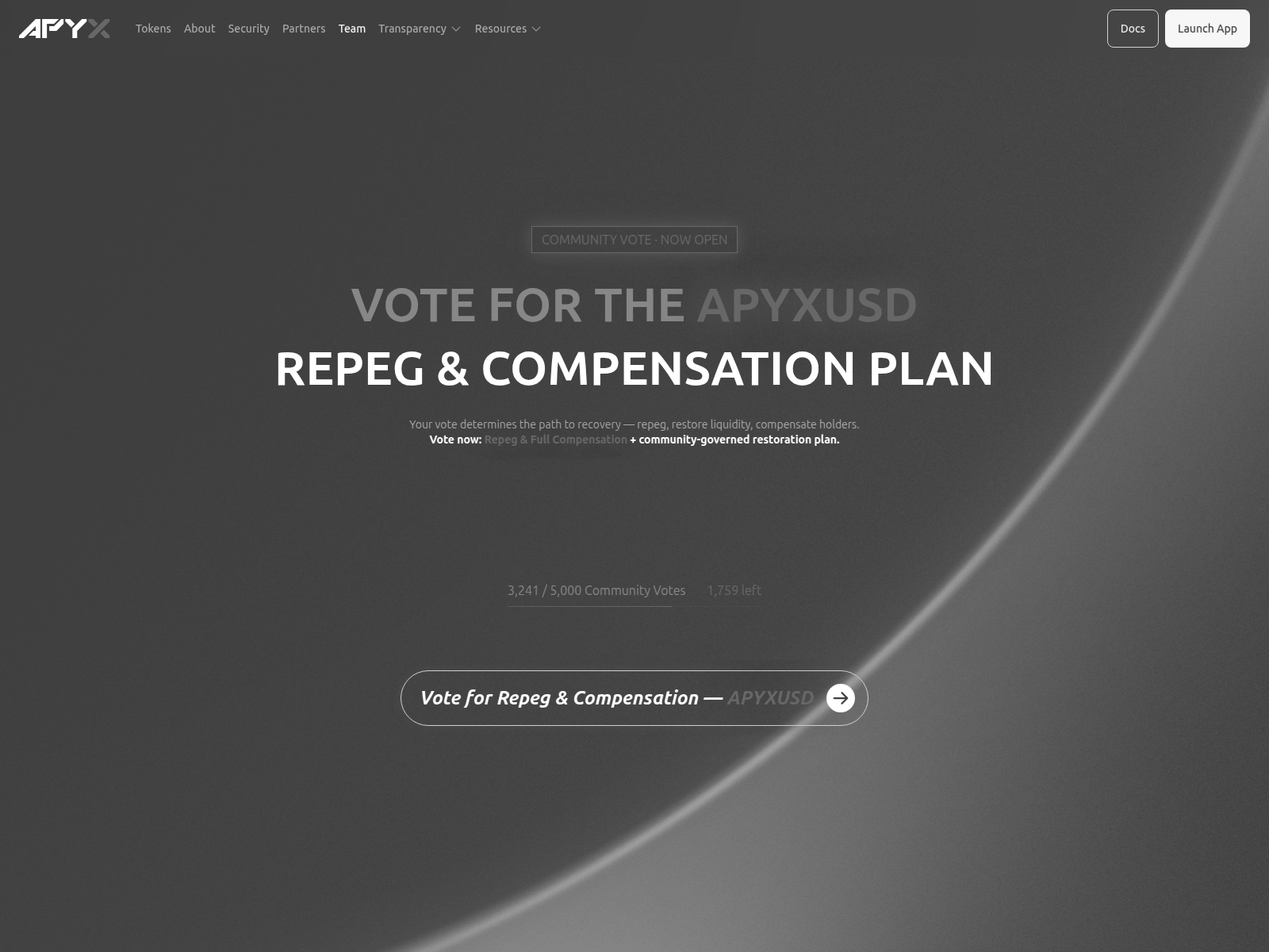 Screenshot of view-apyx.finance