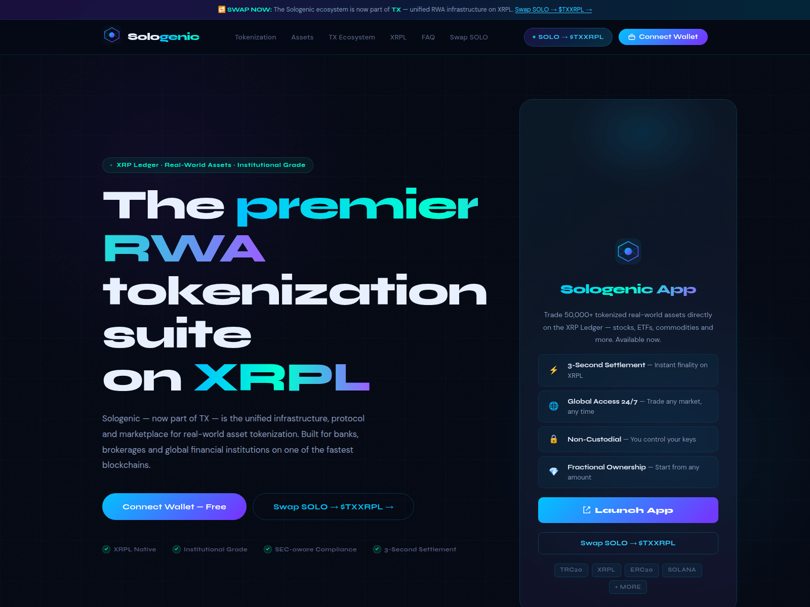 Screenshot of sologenic-dex.com