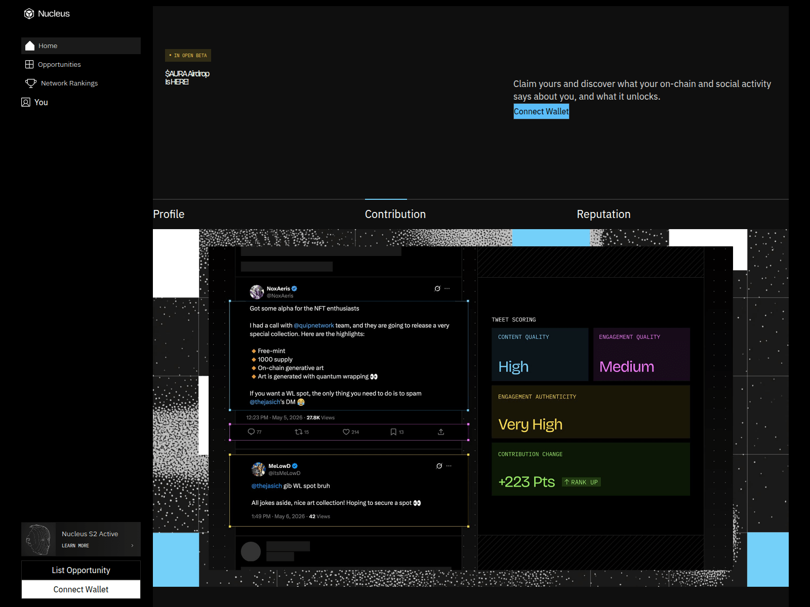 Screenshot of nucleuscodes.xyz