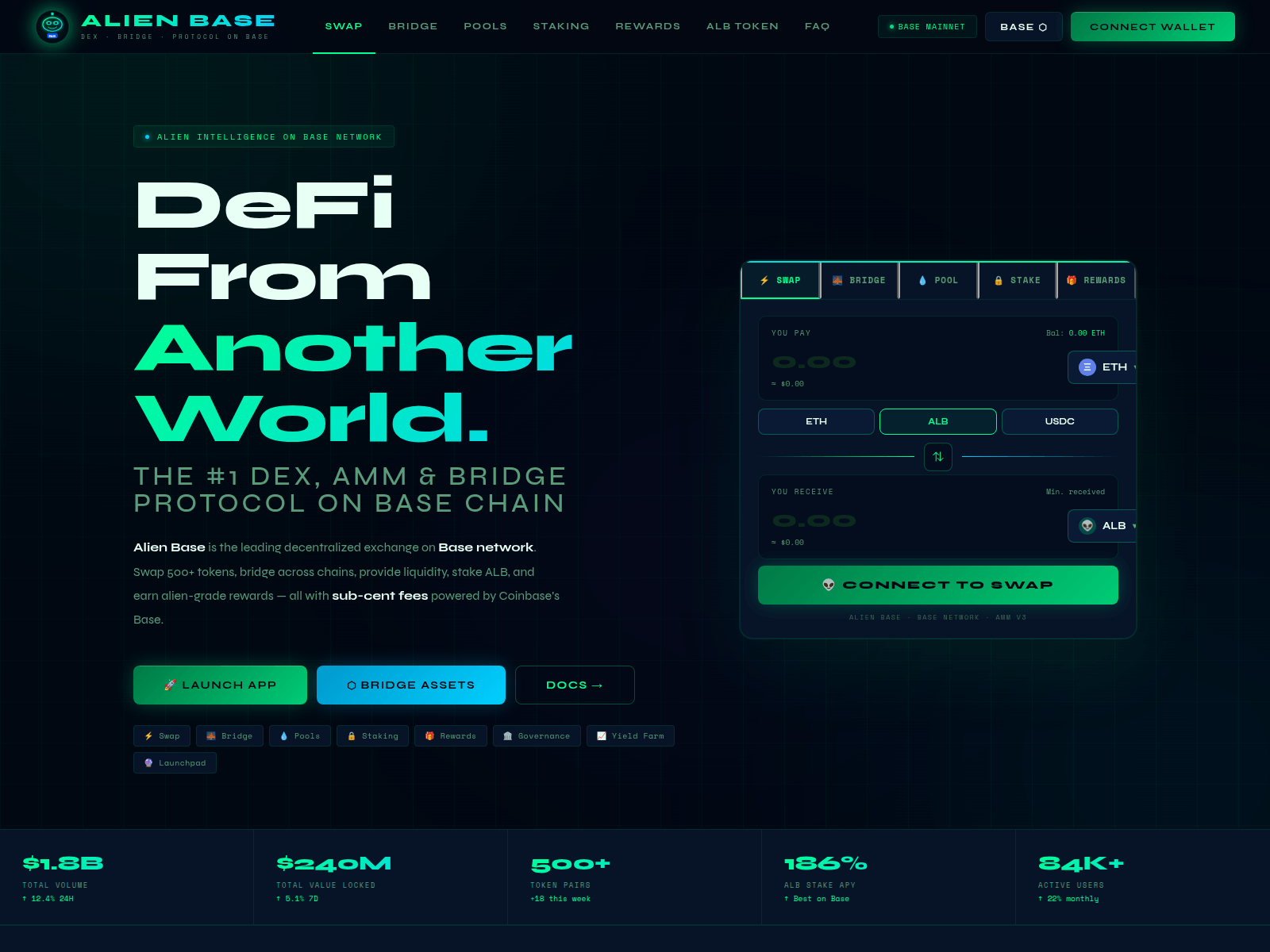Screenshot of dex-alienbase.com