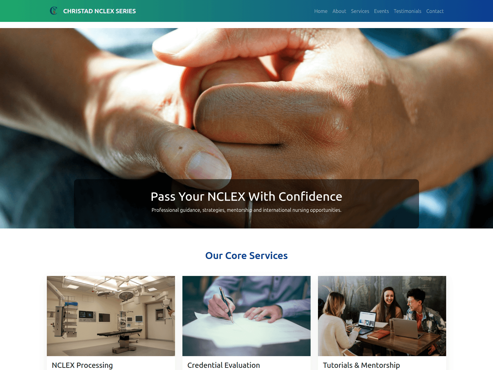 Screenshot of christadnclexseries.com