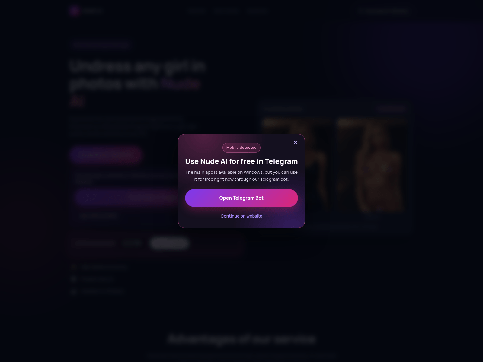 Screenshot of nudeai.wtf