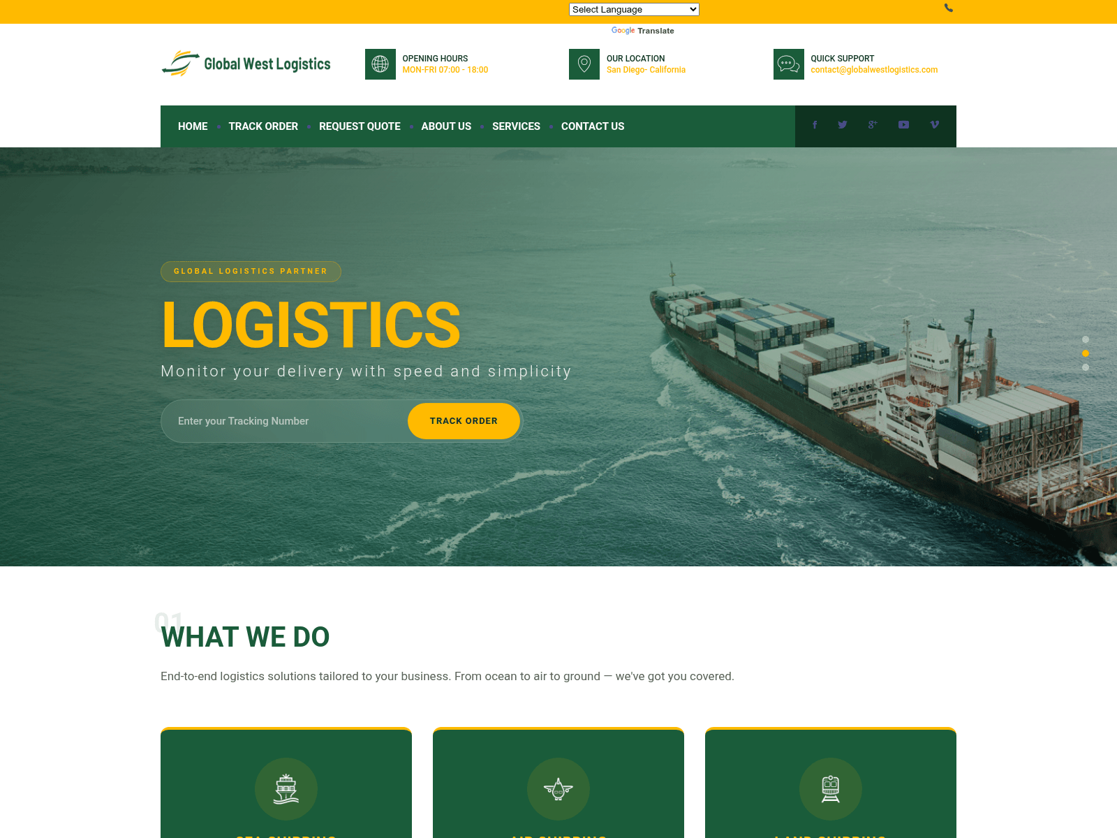 Screenshot of globalwestlogistics.com