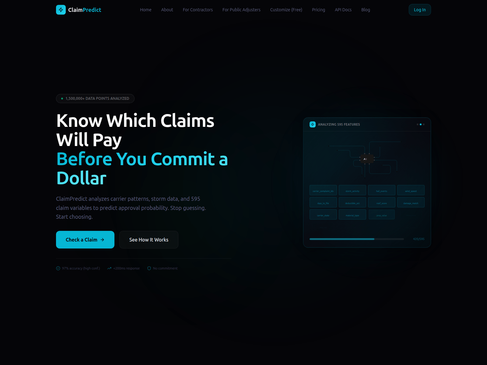 Screenshot of claimpredict.org