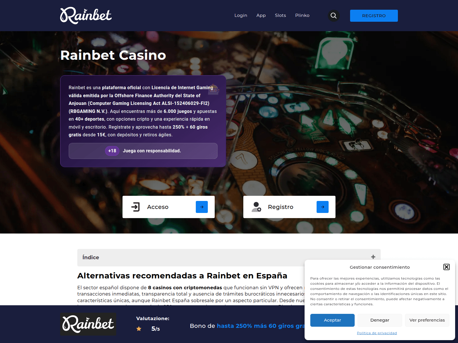 Screenshot of rain-bet.es