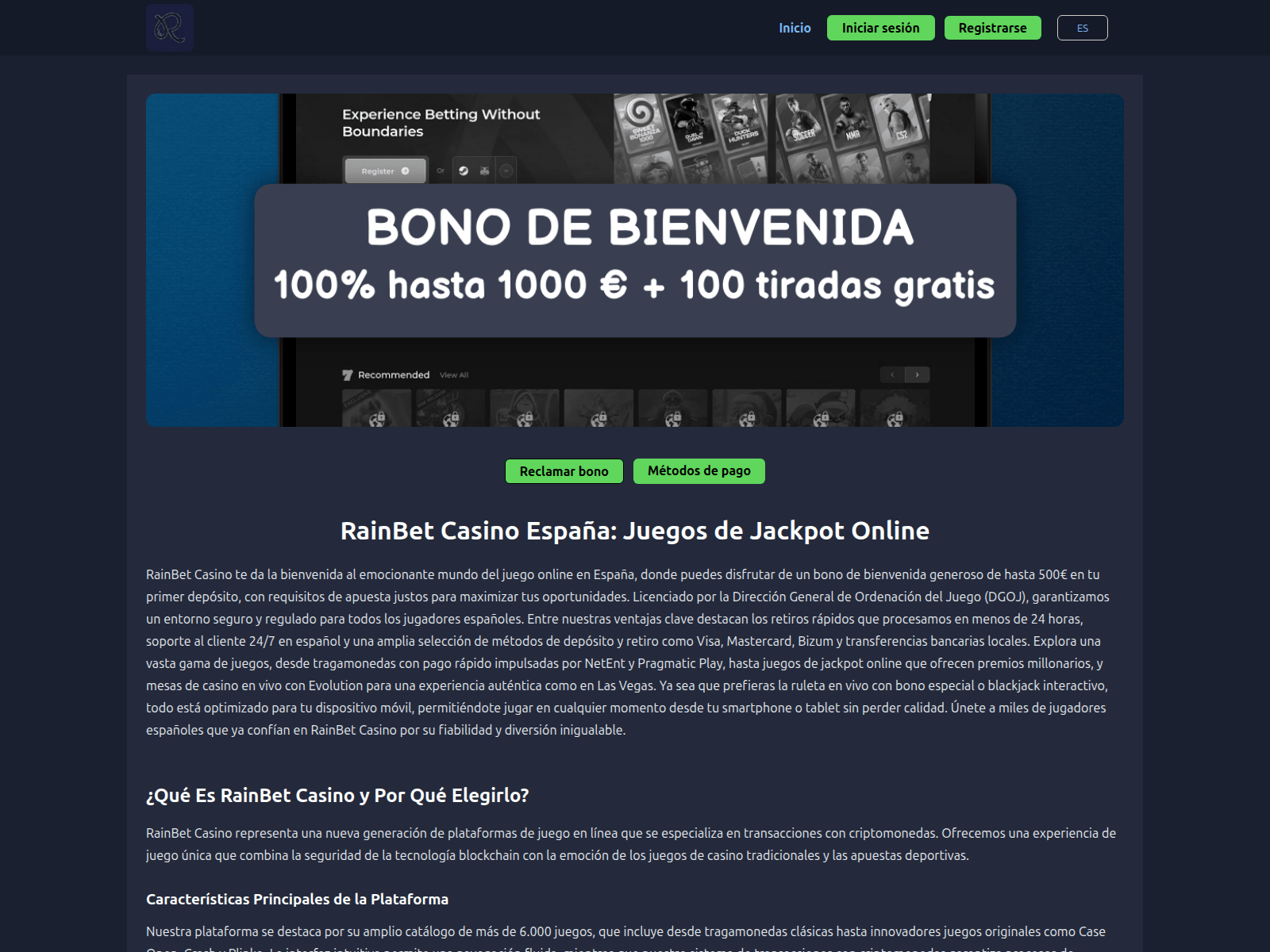 Screenshot of rainbet-es.com