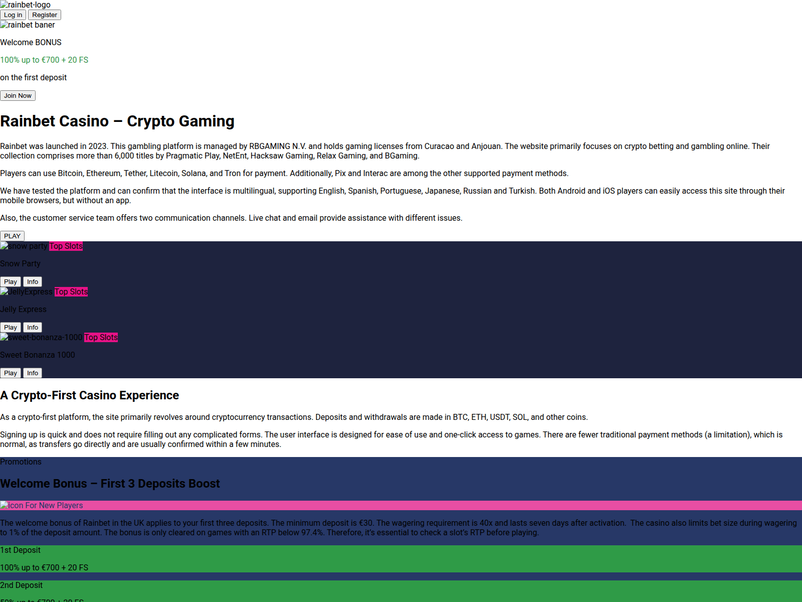 Screenshot of rainbet-gb.co.uk