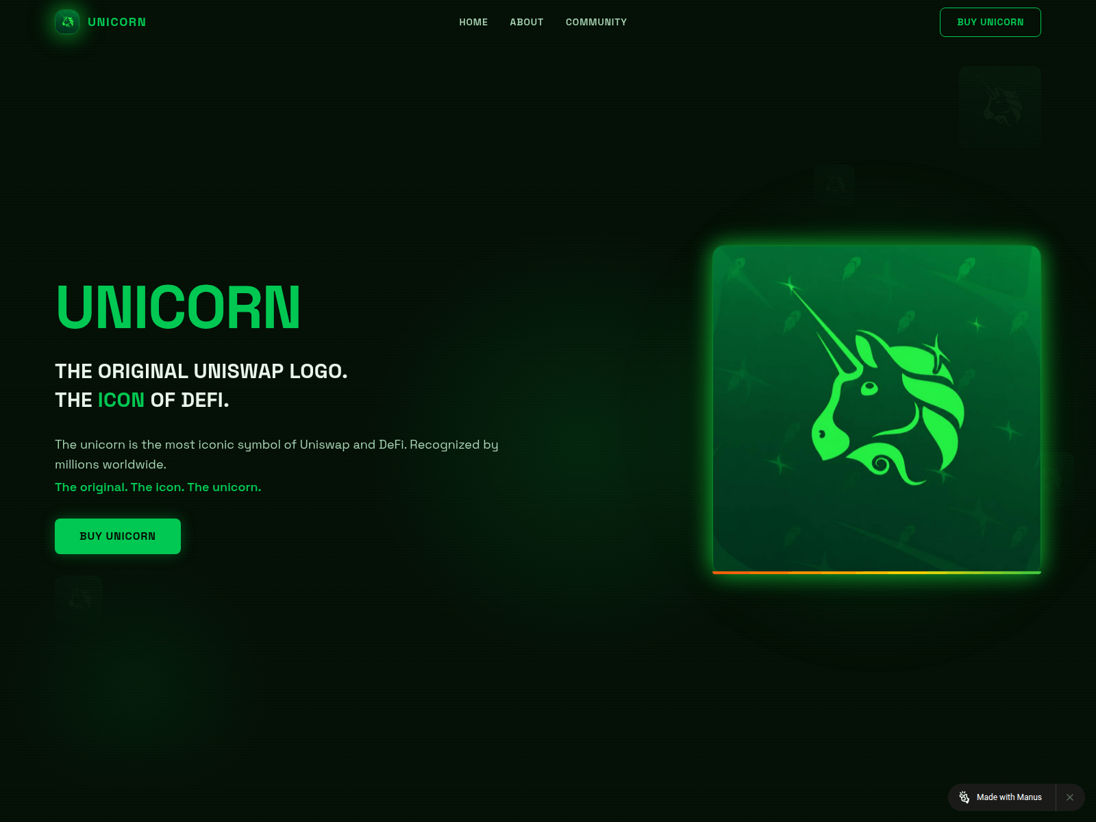Screenshot of unicornmemecoin.xyz