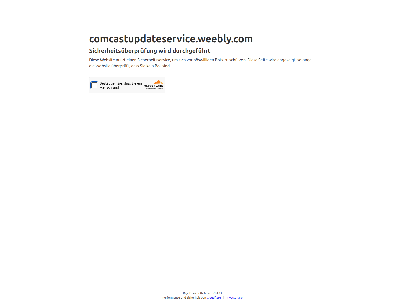 Screenshot of comcastupdateservice.weebly.com