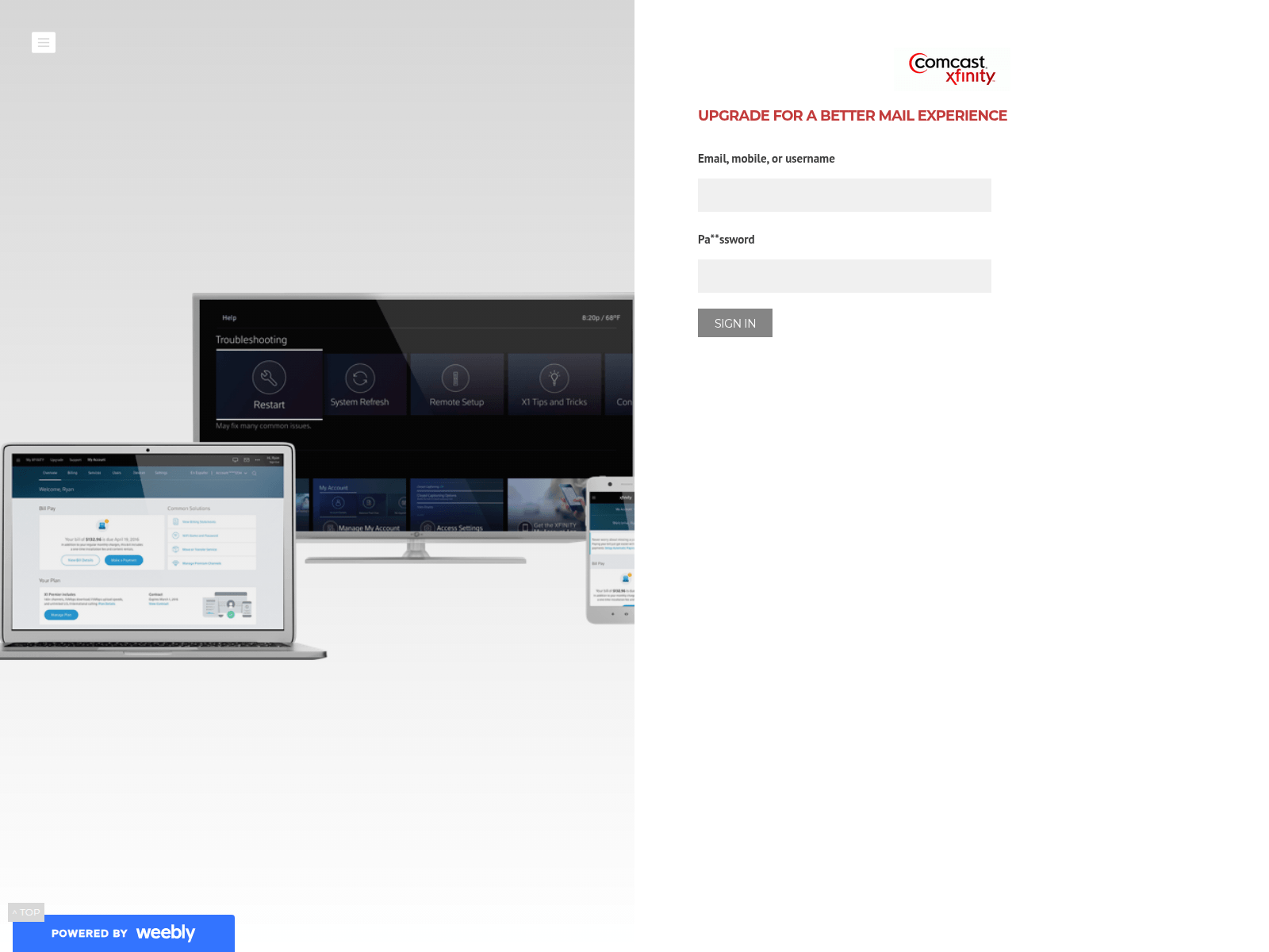 Screenshot of xfinitymedia.weebly.com