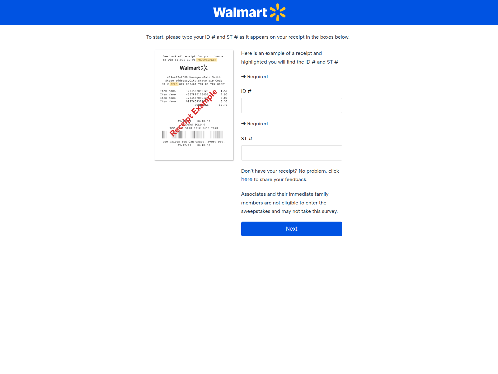 Screenshot of walmart.survey-code.com