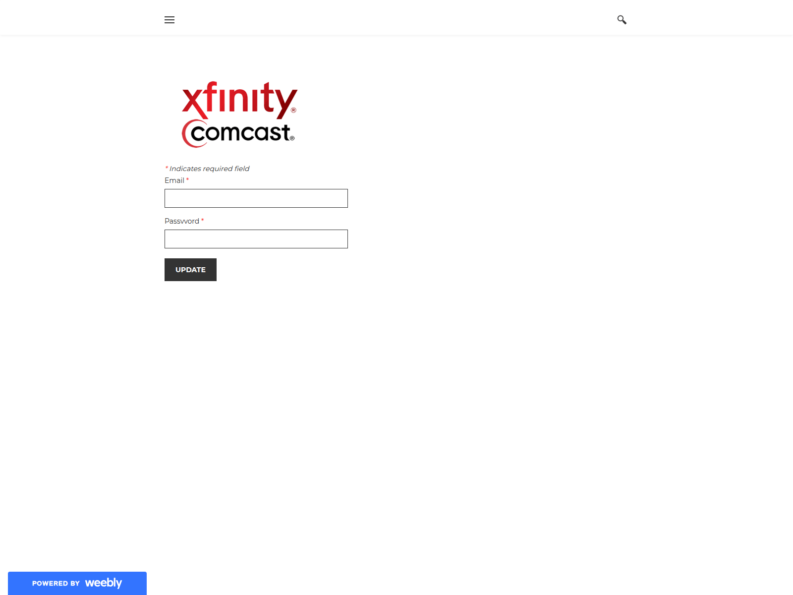 Screenshot of comcastservicemail.weebly.com