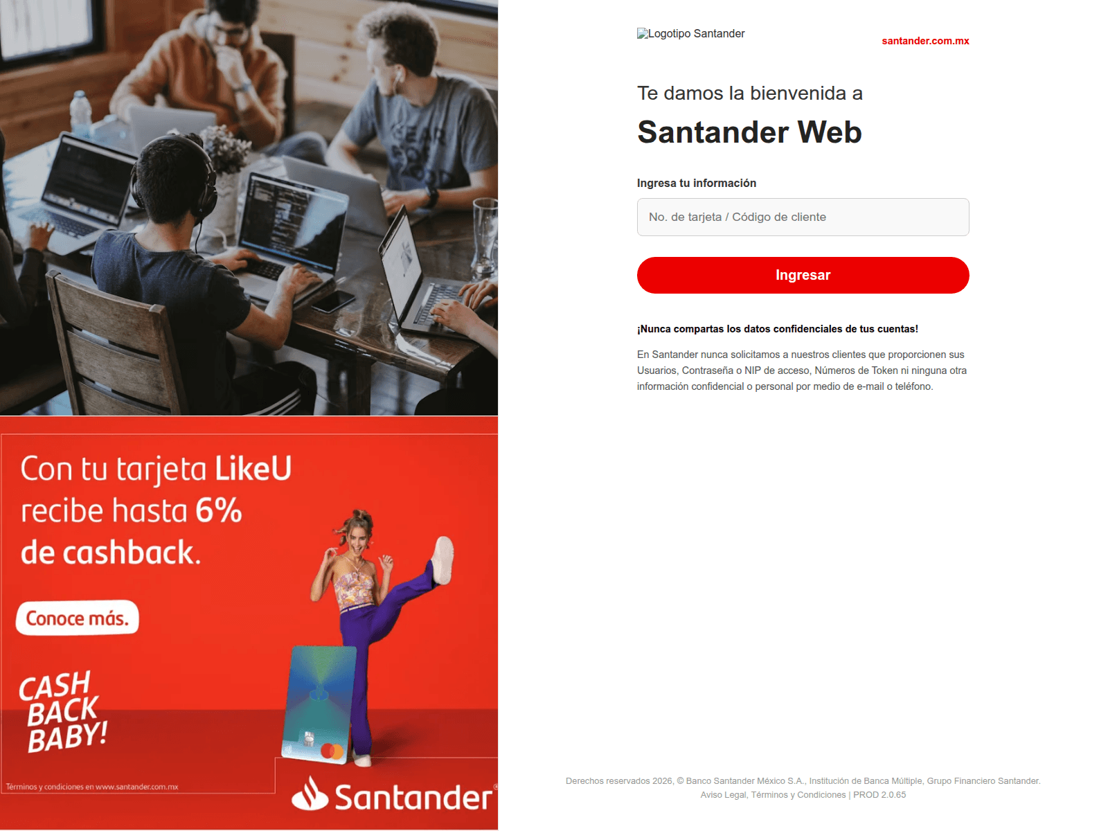 Screenshot of santandermx.github.io
