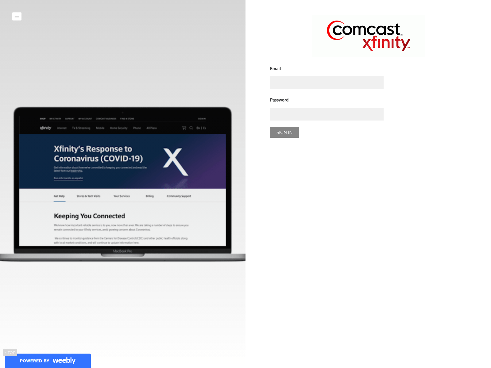 Screenshot of signinxfinity.weebly.com