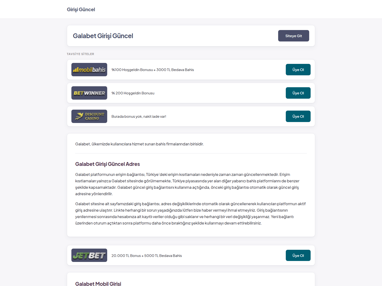 Screenshot of galabet.girisiguncel.vip