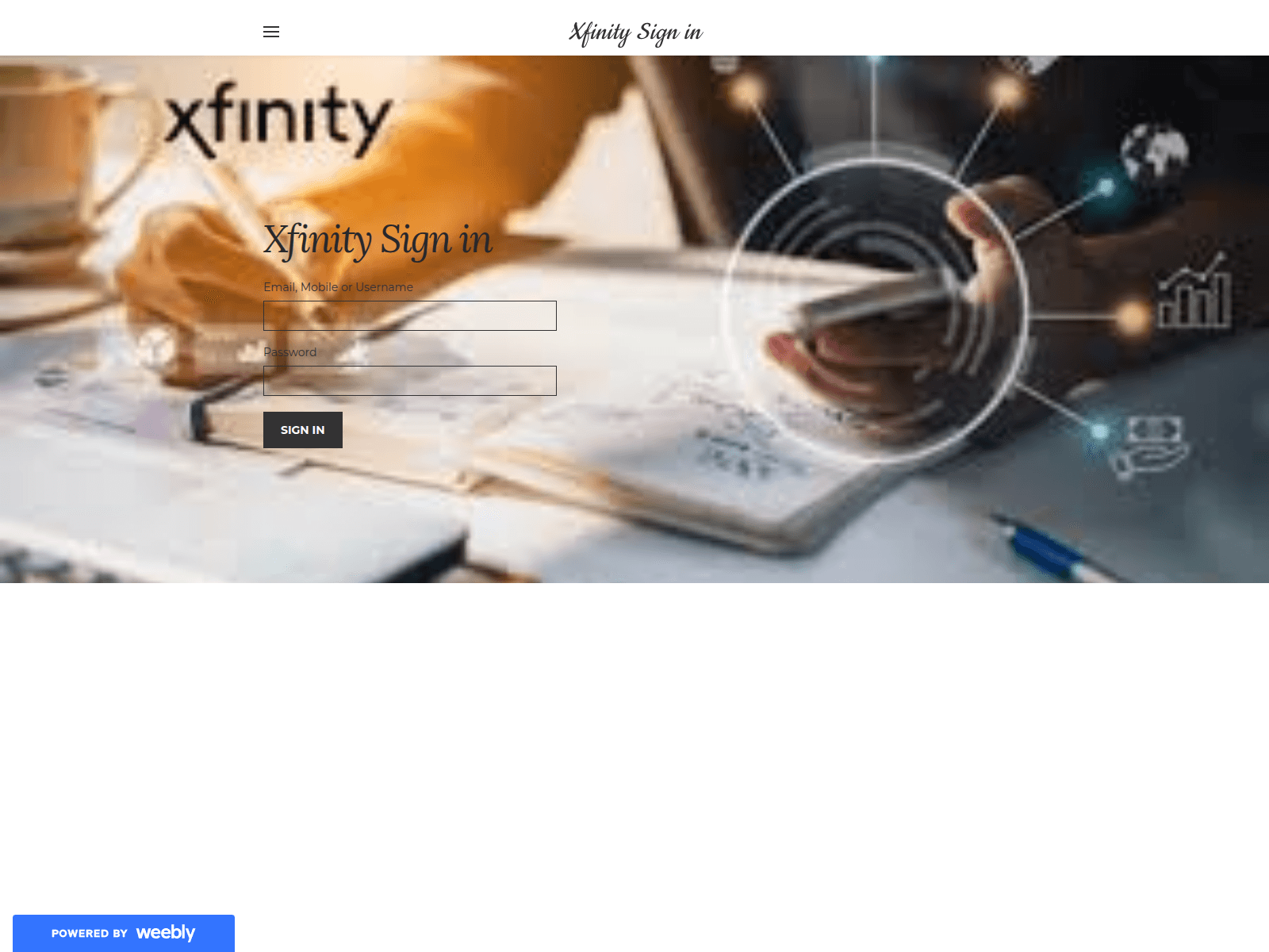 Screenshot of xfinityloginconnect.weebly.com