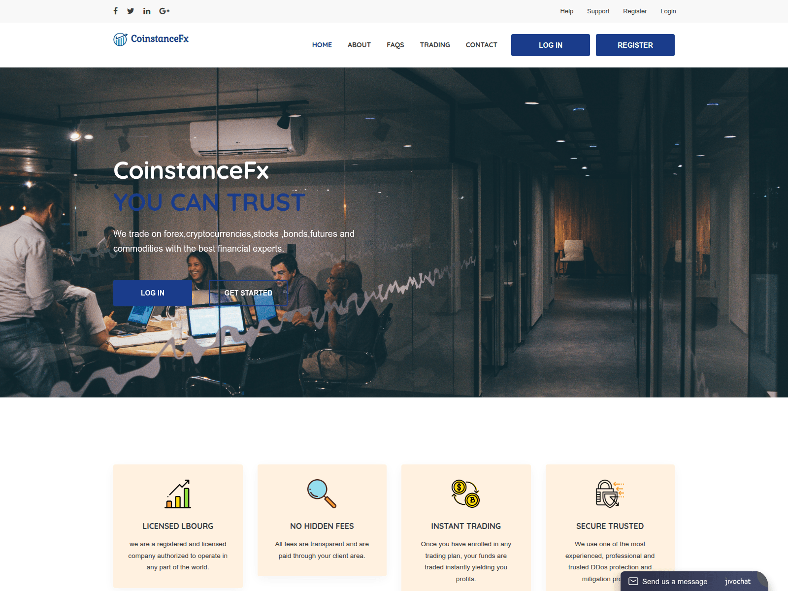Screenshot von coinstancefx.com