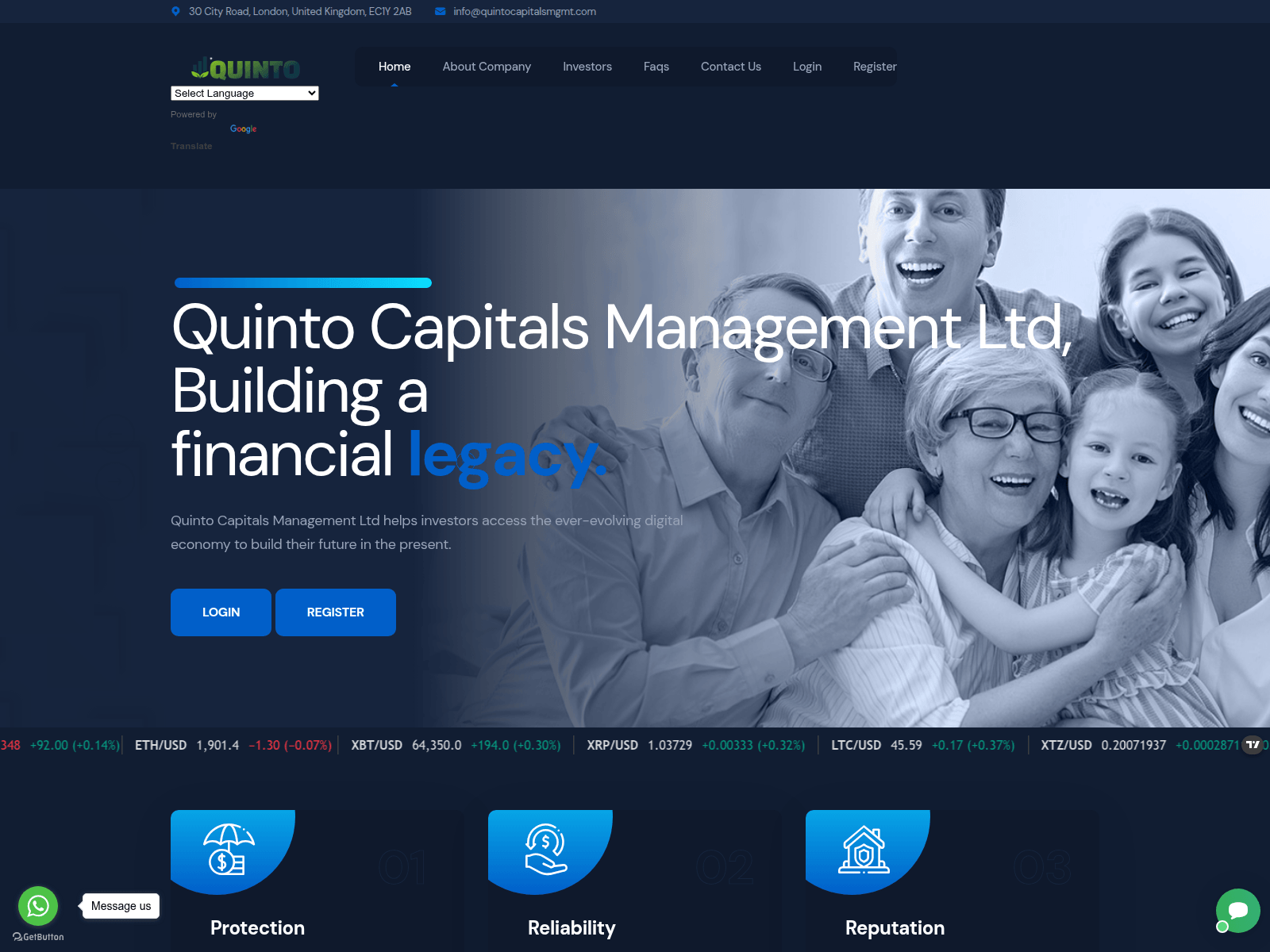 Ảnh chụp màn hình của quintocapitalsmgmt.com