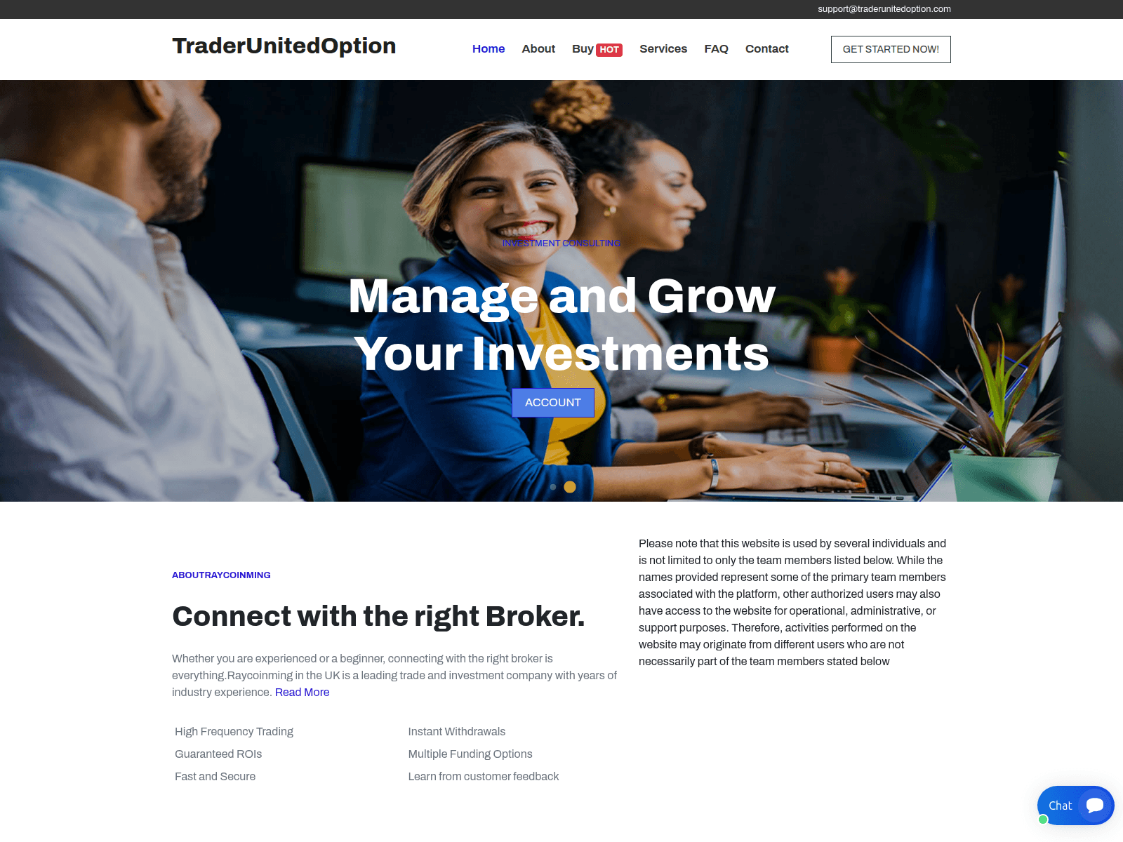 Captura de pantalla de traderunitedoption.com