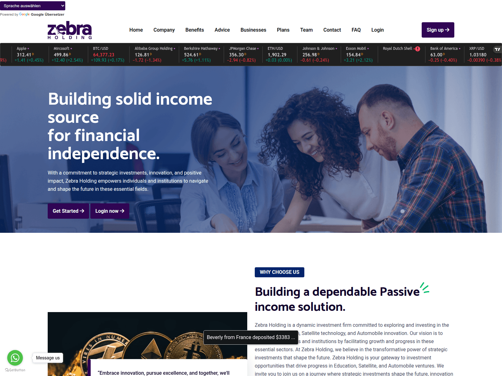 Знімок екрана zebraholding.com