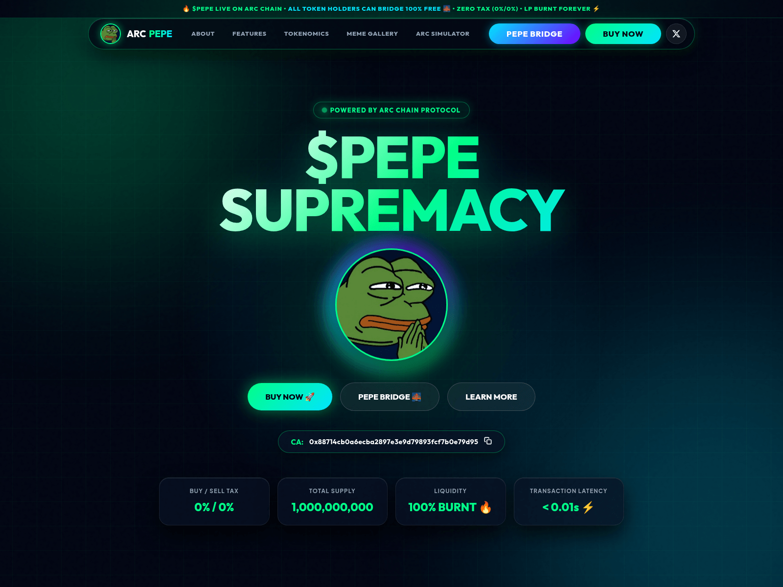 Screenshot of arcpepe.xyz