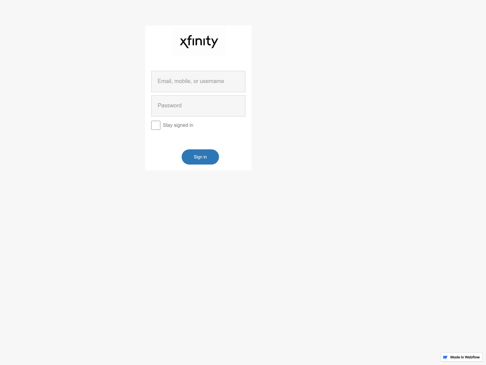 Screenshot of xfinityaccountupdates.webflow.io