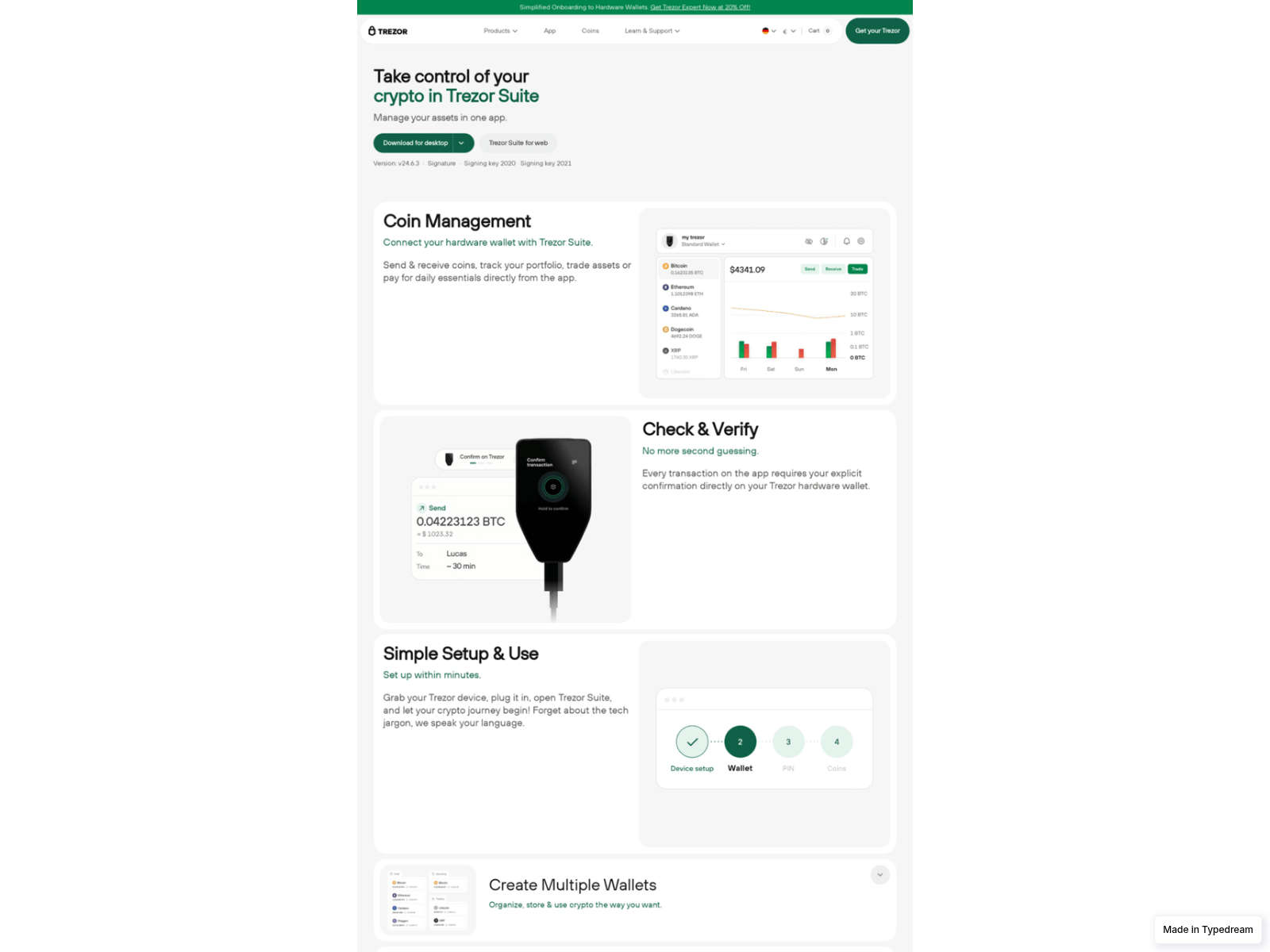 Screenshot of faq-trezursuite-auth.typedream.app