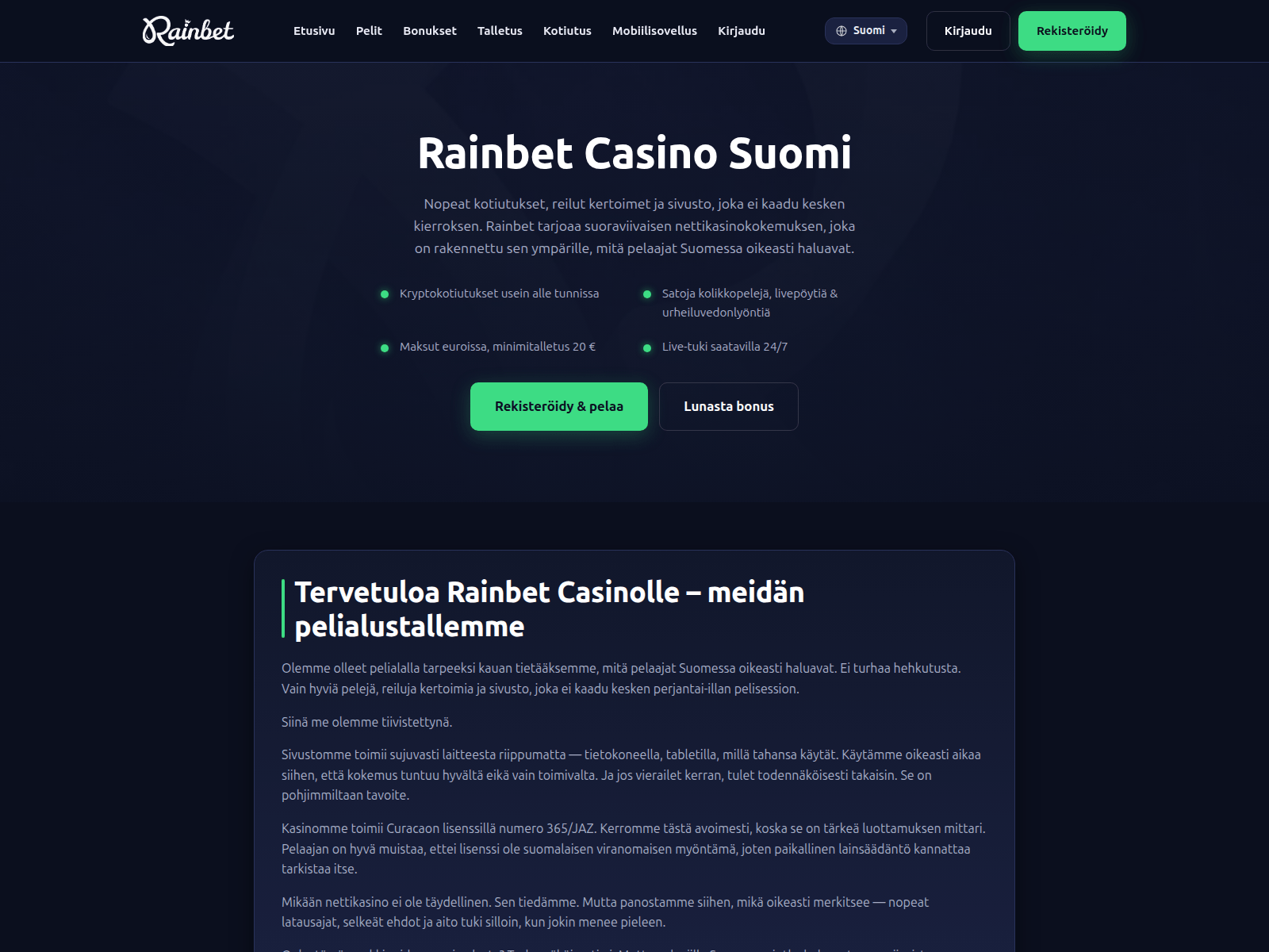 Screenshot of rainbetfinland.com