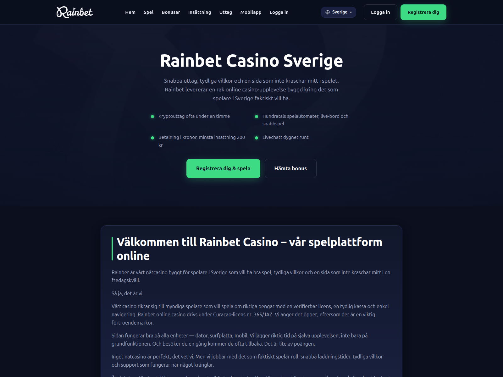 Screenshot of rainbet-sweden.com