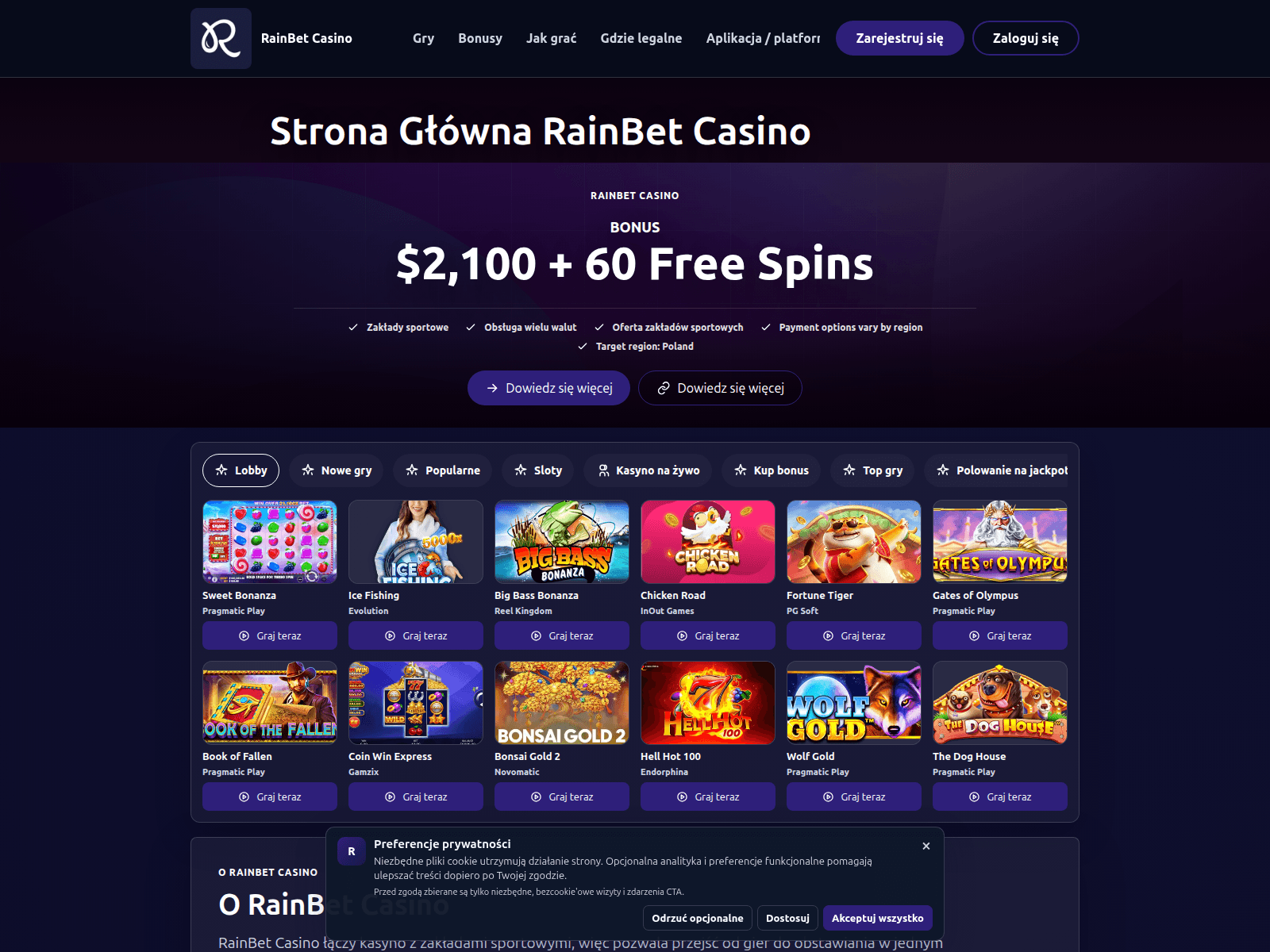 Screenshot of pl-rainbet.com