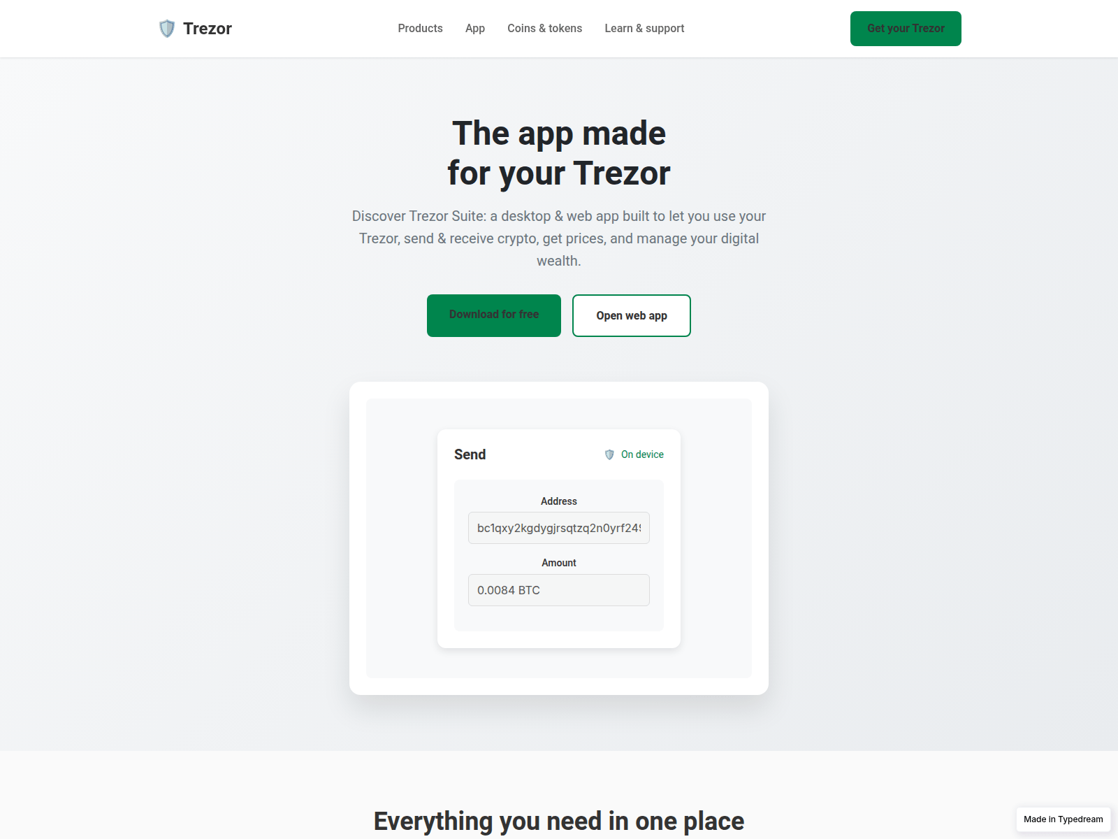 Screenshot of webpage-trzor-suite.typedream.app