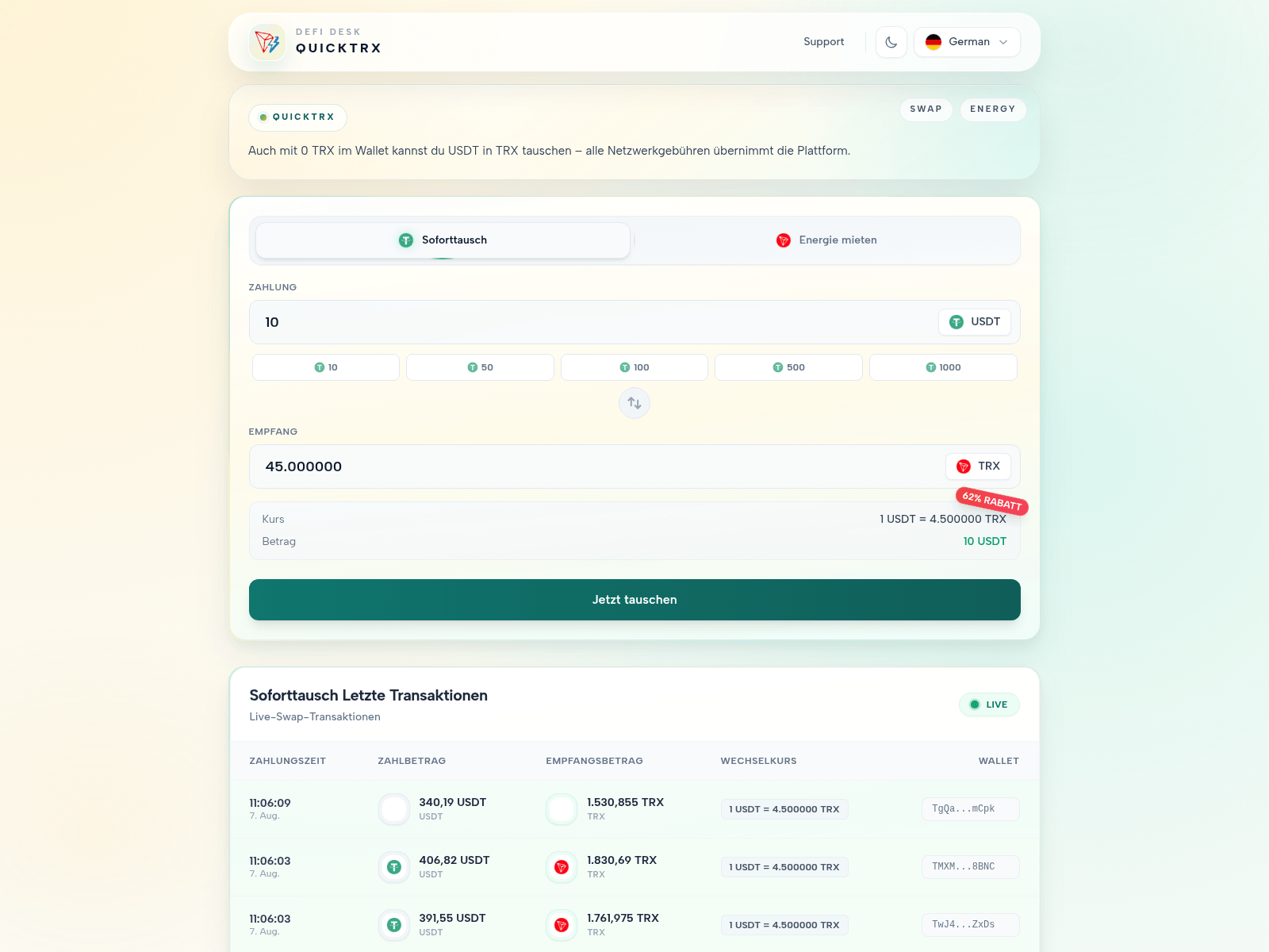 Screenshot of quicktrx.online