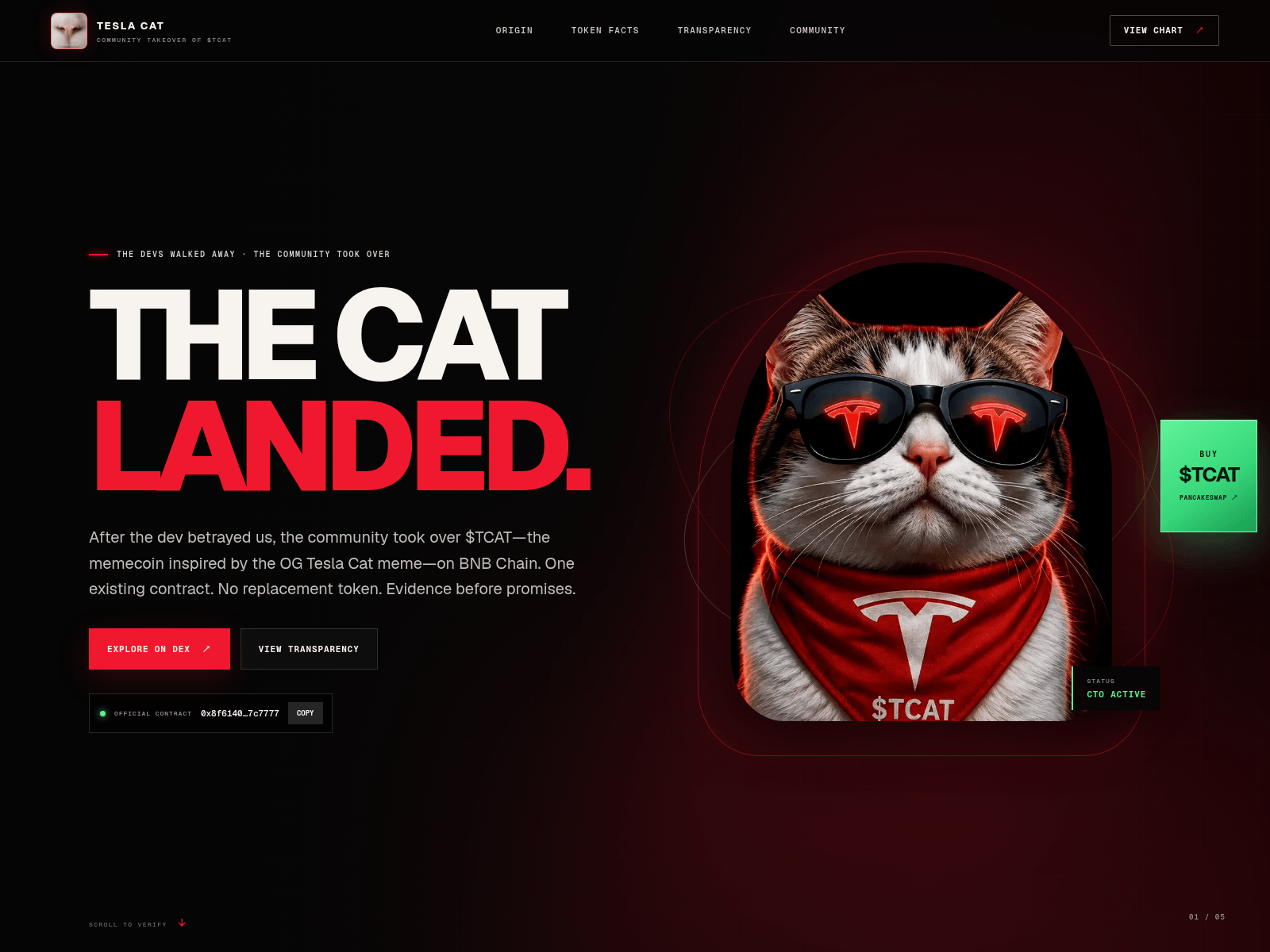 Screenshot of teslacatcto.com