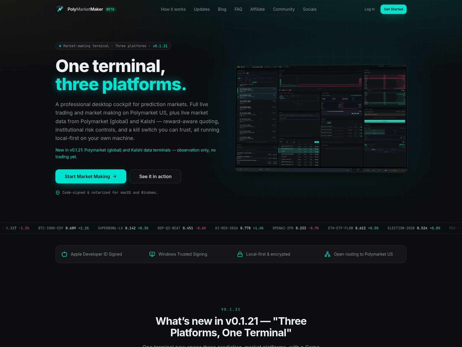 Screenshot of polymarketmaker.io