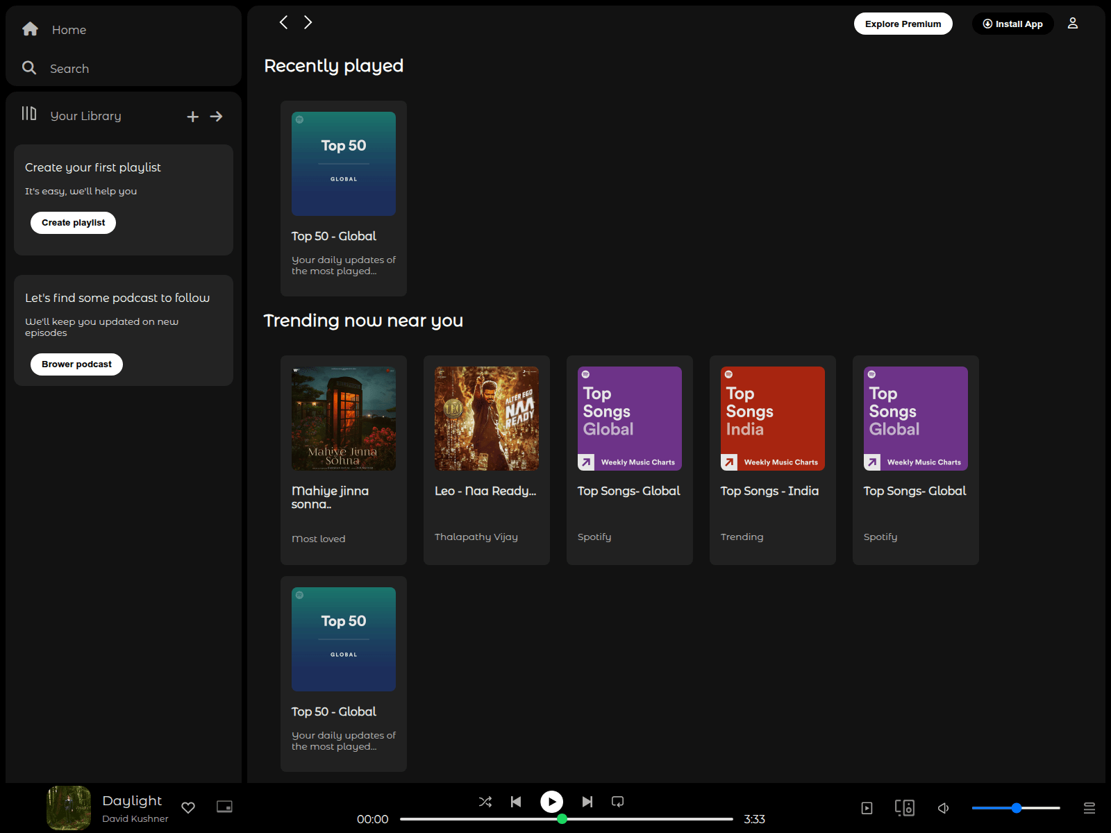Screenshot of anurag2327spotifyclone.netlify.app