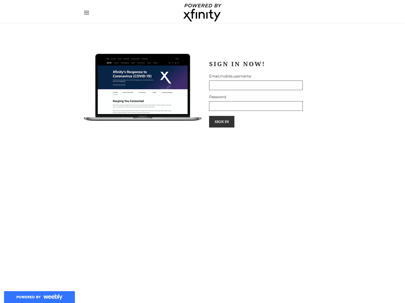 Screenshot of mailcomcastonline.weebly.com