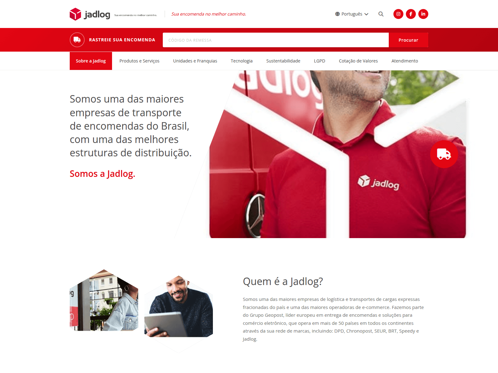 Screenshot of jadlog-rastreamento.com