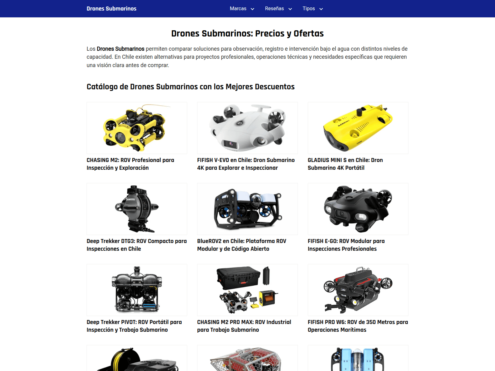 Screenshot of dronessubmarinos.cl