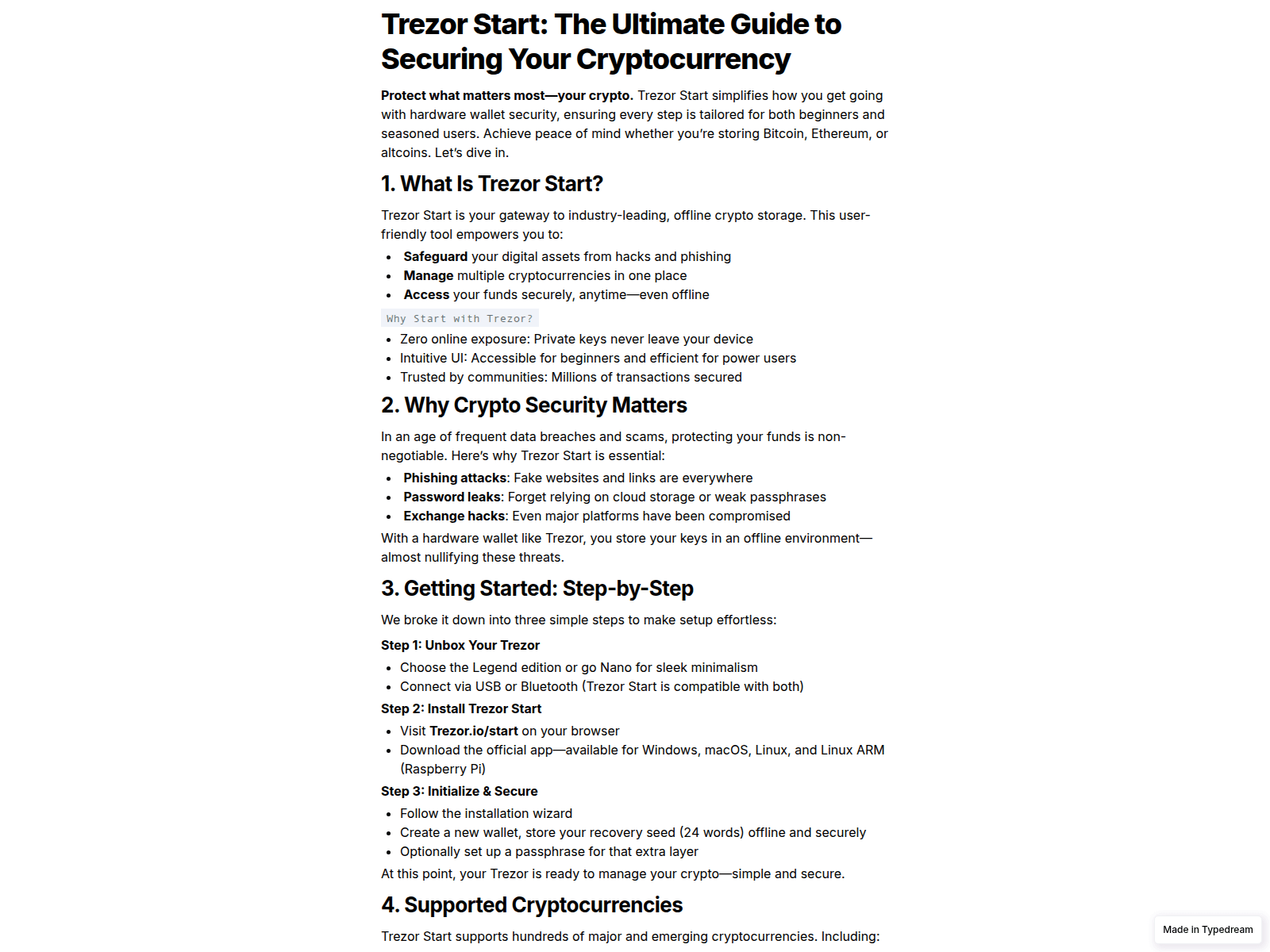 Screenshot of faqs-trezcom-web-doc.typedream.app