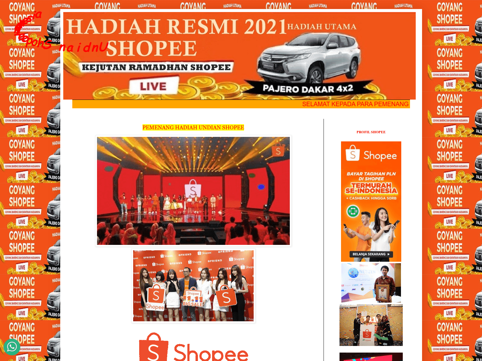 Screenshot of pemenangshopee66.blogspot.com
