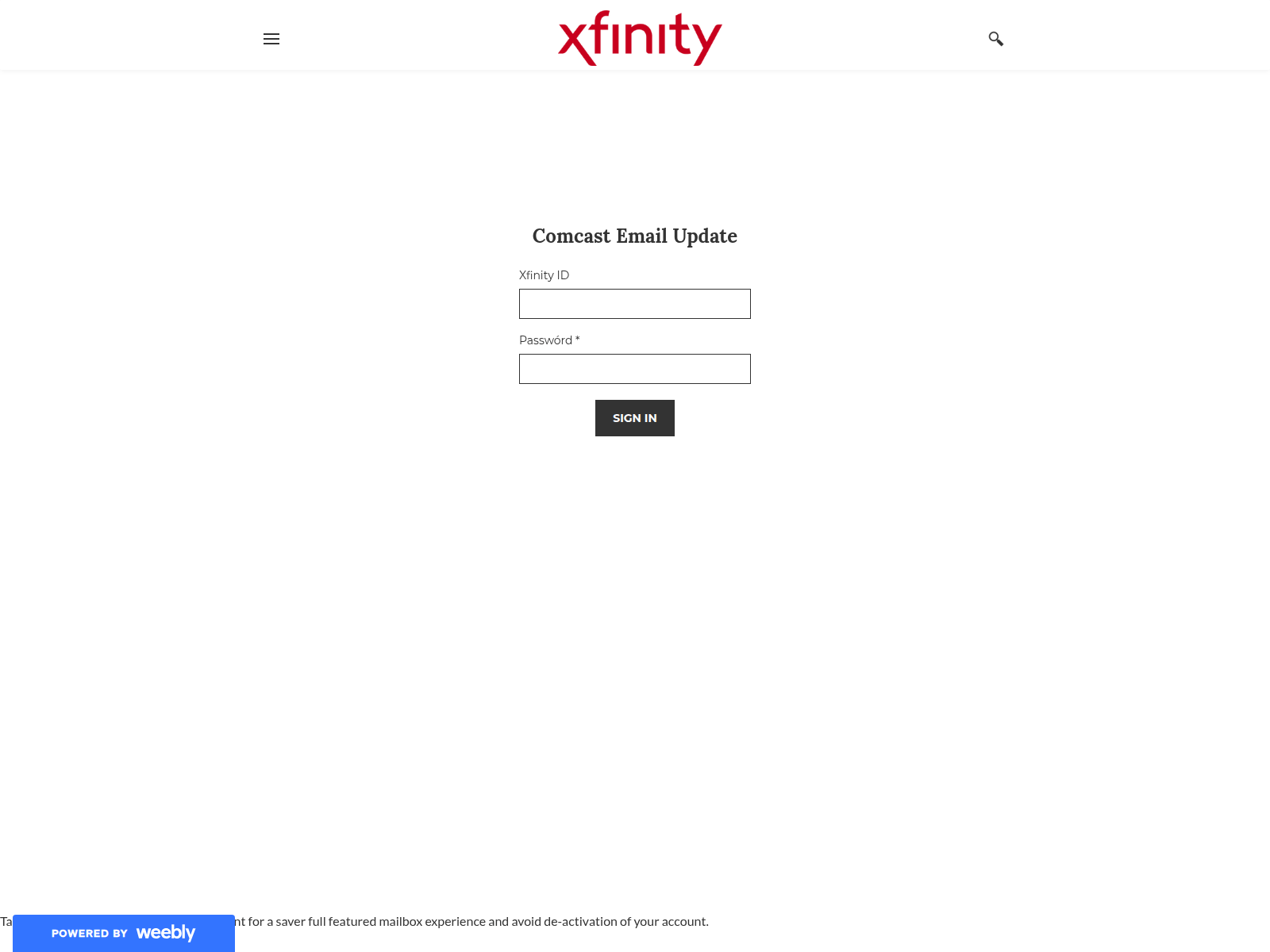 Screenshot of xfinitylogininc.weebly.com