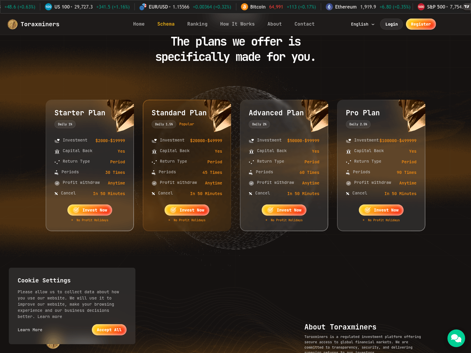 Screenshot of toraxminers.com
