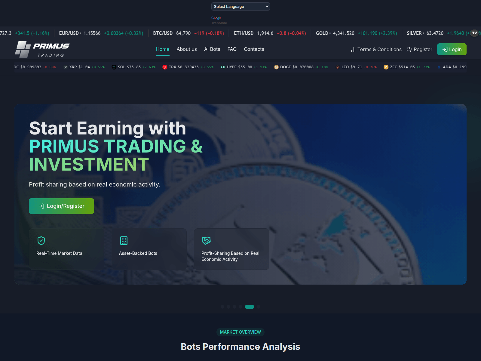 Screenshot of primus-trading.com