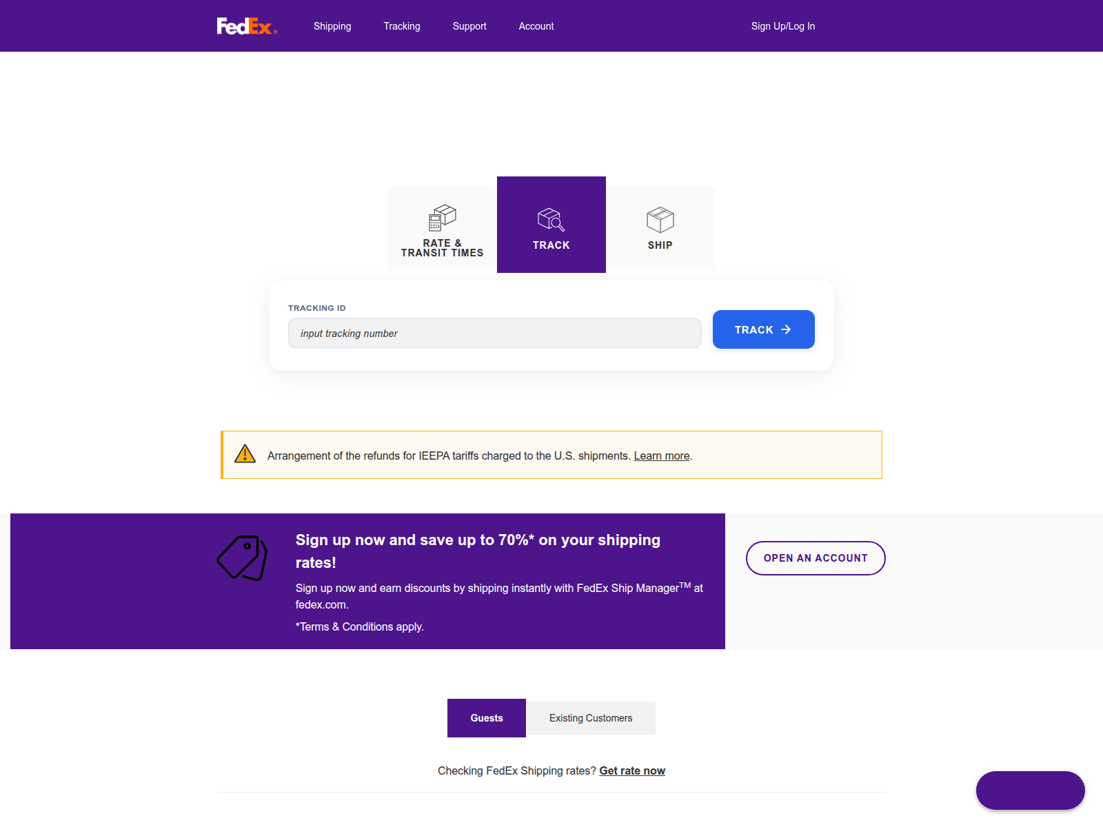 Screenshot of fedex-olive.vercel.app